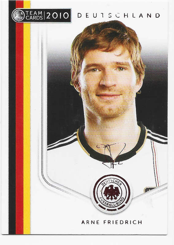 ARNE FRIEDRICH (Germany) - PANINI `Germany W/Cup 2010`COLLECTION -  Printed `SIGNED`TRADING CARD