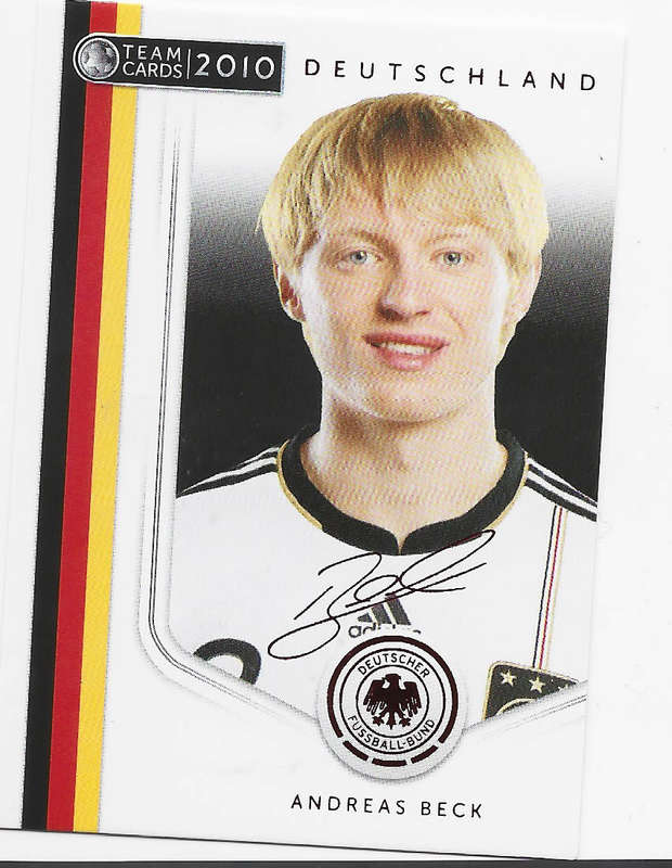ANDREAS BECK (Germany) - PANINI `Germany W/Cup 2010`COLLECTION -  Printed `SIGNED`TRADING CARD