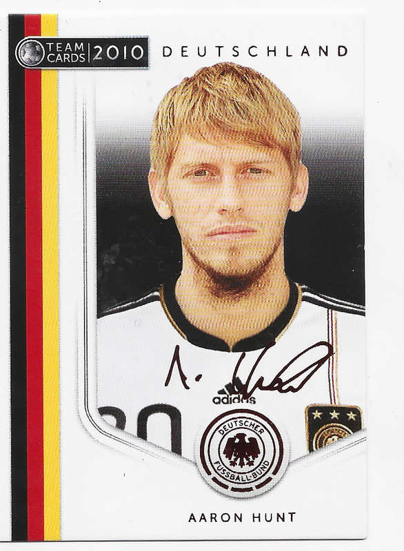 AARON HUNT (Germany) - PANINI `Germany W/Cup 2010`COLLECTION -  Printed `SIGNED`TRADING CARD