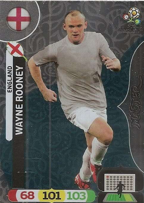 WAYNE ROONEY - PANINI `ADRENALYN EURO 2012` - SILVER FOIL `MASTER` TRADING CARD