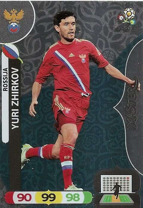YURI ZHIRKOV - PANINI `ADRENALYN EURO 2012` - SILVER FOIL `MASTER` TRADING CARD
