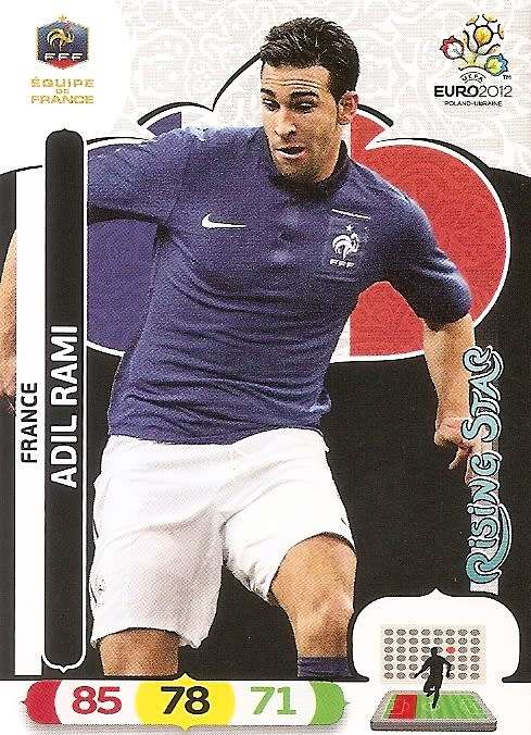 ADIL RAMI - PANINI  `UEFA EURO 2012`  EDITION - `RISING STAR` TRADING CARD