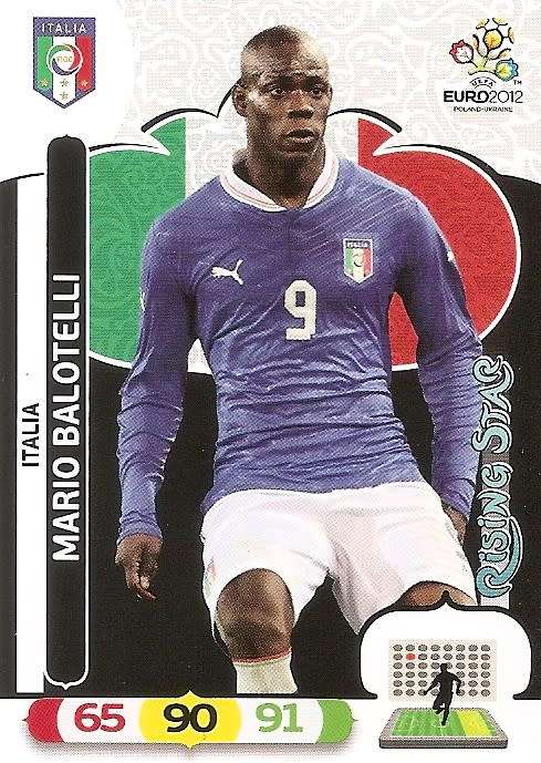 MARIO BALOTELLI - PANINI  `UEFA EURO 2012`  EDITION - `RISING STAR` TRADING CARD