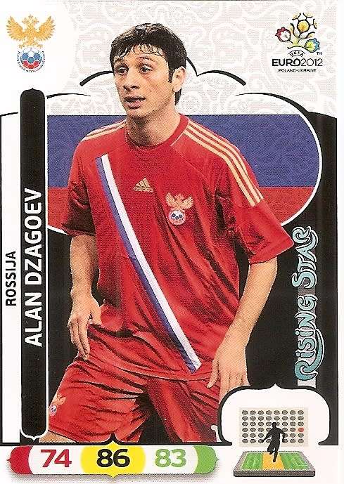 ALAN DZAGOEV - PANINI  `UEFA EURO 2012`  EDITION - `RISING STAR` TRADING CARD