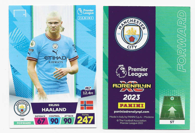 ERLING HAALAND - PANINI `English Premier League` 2022/23 - `BASE`  TRADING CARD 242