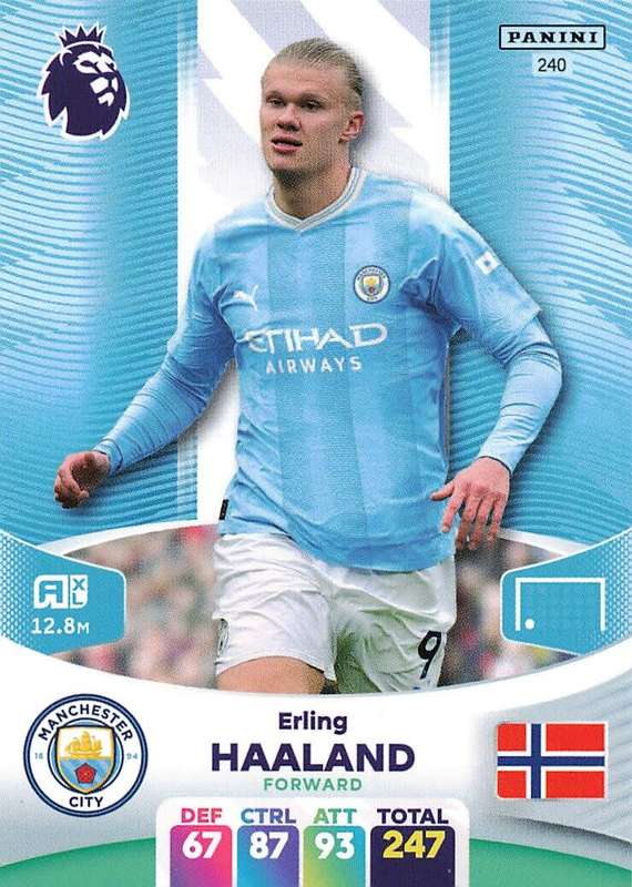 ERLING HAALAND - PANINI `English Premier League` 2023/24 - `BASE`  TRADING CARD 240