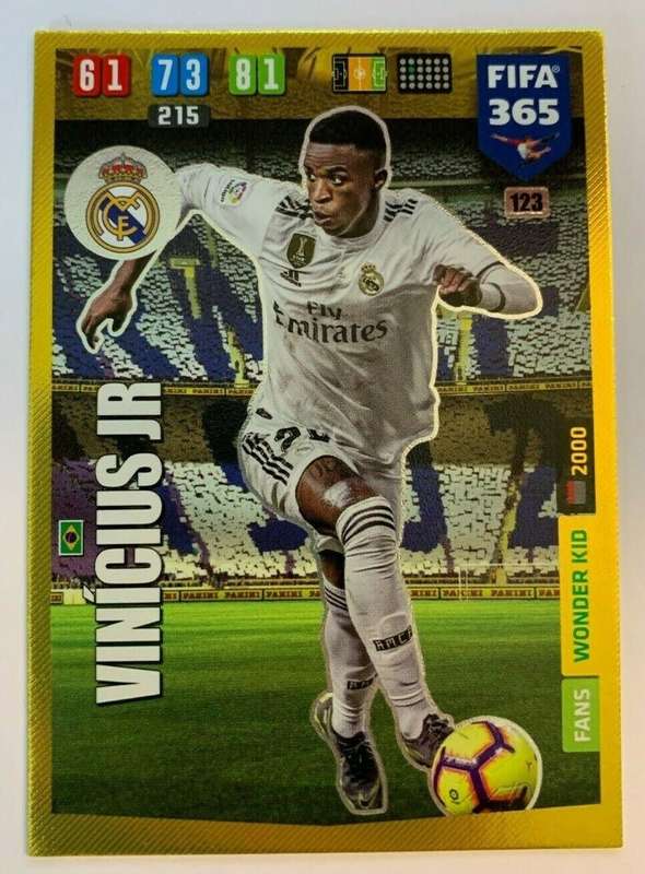 VINICIUS Jr - PANINI `FIFA 365` 2020 COLLECTION - `ROOKIE` FOIL `WONDER KID` TRADING CARD 123
