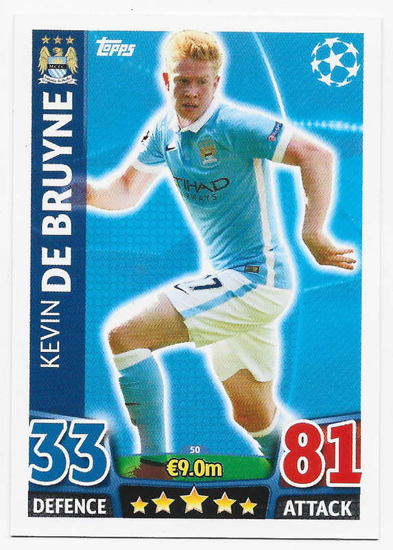 KEVIN DE BRUYNE - CHAMPIONS LEAGUE 2015/16 -BASE TRADING CARD