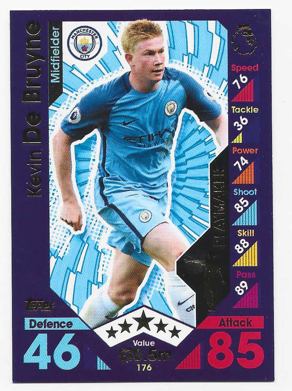 KEVIN DE BRUYNE - TOPPS `MATCH ATTAX EPL 2016/17 - BASE TRADING CARD