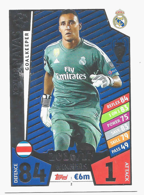 KEYLOR NAVAS - TOPPS CHAMPIONS LEAGUE 2017/2018 - Real Madrid `WINNERS 2016/17` FOIL TRADING CARD 2