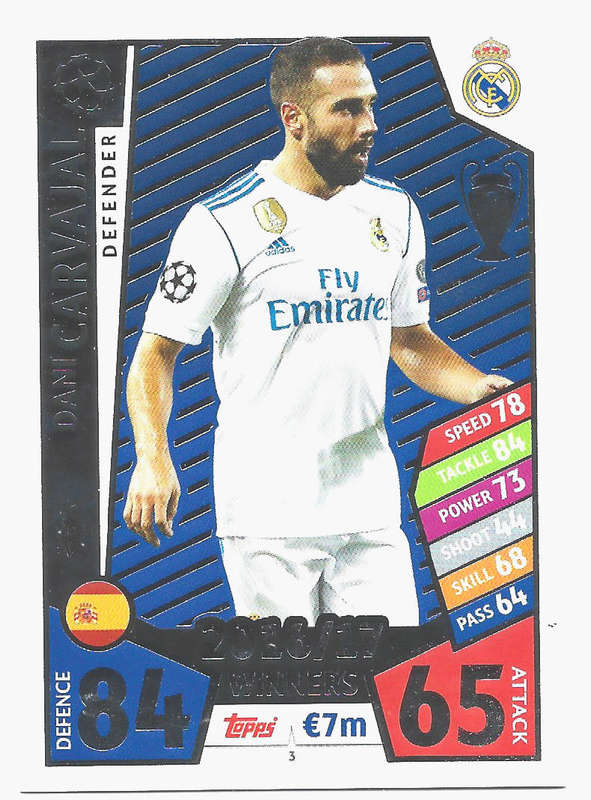 DANI CARVAJAL - TOPPS CHAMPIONS LEAGUE 2017/2018 - Real Madrid `WINNERS 2016/17` FOIL TRADING CARD 3