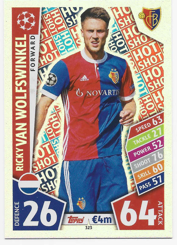 RICKY VAN WOLFSWINKEL - TOPPS CHAMPIONS LEAGUE 2017/18 -  `FORWARD` FOIL TRADING CARD 323