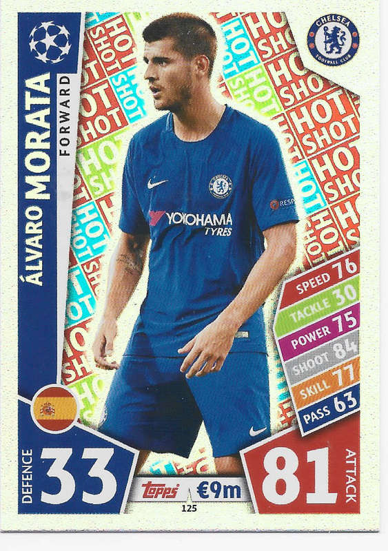 ALVARO MORATA - TOPPS CHAMPIONS LEAGUE 2017/18 -  `FORWARD` FOIL TRADING CARD 125