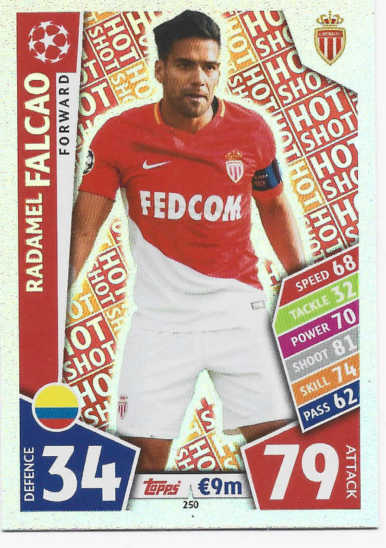 FALCAO - TOPPS CHAMPIONS LEAGUE 2017/18 -  `FORWARD` FOIL TRADING CARD 250