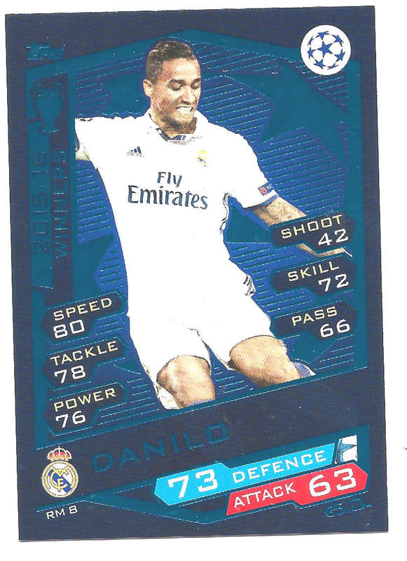 DANILO - TOPPS `CHAMPIONS LEAGUE` 2016/17 -  `WINNERS 2015/16` FOIL TRADING CARD RM8