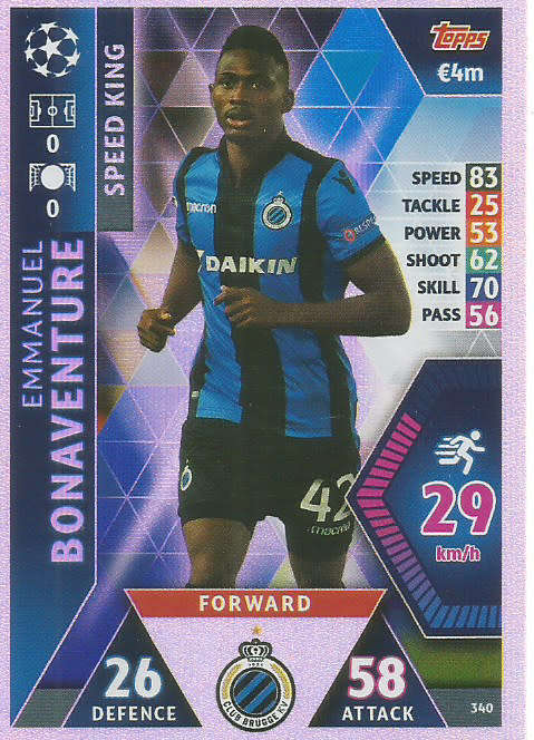 E. BONAVENTURE  - TOPPS `CHAMPIONS LEAGUE` 2018/19 -  `SPEED KING` FOIL TRADING CARD 340