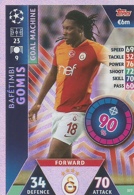 B. GOMIS  - TOPPS `CHAMPIONS LEAGUE` 2018/19 -  `GOAL MACHINE` FOIL TRADING CARD 377
