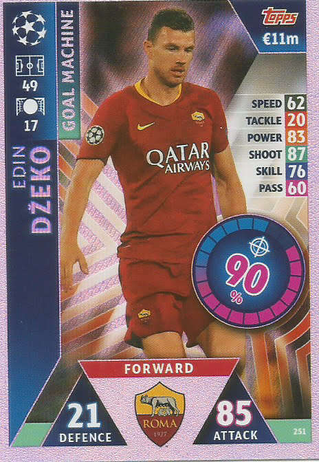 EDIN DZEKO  - TOPPS `CHAMPIONS LEAGUE` 2018/19 -  `GOAL MACHINE` FOIL TRADING CARD 251