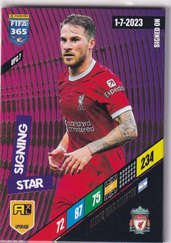 A. MAC ALLISTER - PANINI `FIFA 365 COLLECTION` 2024 UPDATE - `STAR SIGNING` FOIL TRADING CARD UPG7