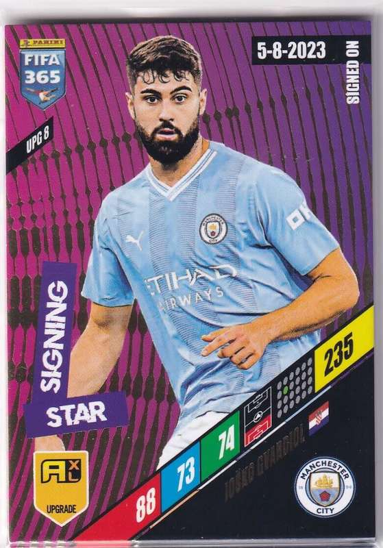 JOSKO GVARDIOL - PANINI `FIFA 365 COLLECTION` 2024 UPDATE - `STAR SIGNING` FOIL TRADING CARD UPG8