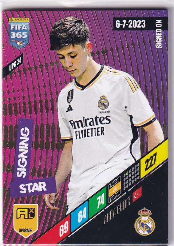 ARDA GULER - PANINI `FIFA 365 COLLECTION` 2024 UPDATE - `STAR SIGNING` FOIL TRADING CARD UPG24