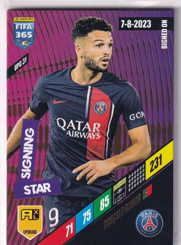GONCALO RAMOS - PANINI `FIFA 365 COLLECTION` 2024 UPDATE - `STAR SIGNING` FOIL TRADING CARD UPG31