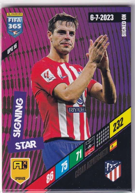 CESAR AZIPLICU  - PANINI `FIFA 365 COLLECTION` 2024 UPDATES - `STAR SIGNING` FOIL TRADING CARD UPG16