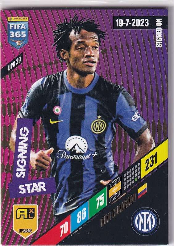 JUAN CUADRADO  - PANINI `FIFA 365 COLLECTION` 2024 UPDATES - `STAR SIGNING` TRADING CARD UPG39