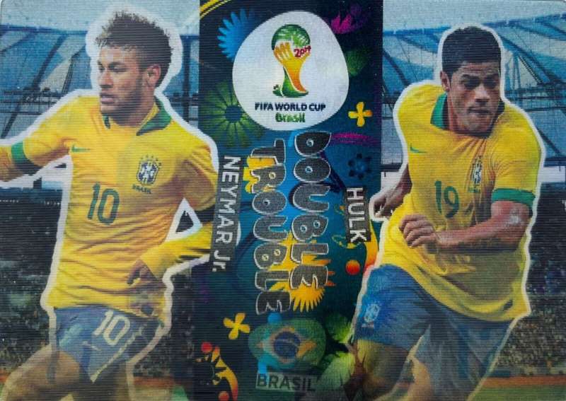 NEYMAR Jr/HULK - PANINI `FIFA WORLD CUP 2014` COLLECTION -  3D `DOUBLE TROUBLE` RARE CARD