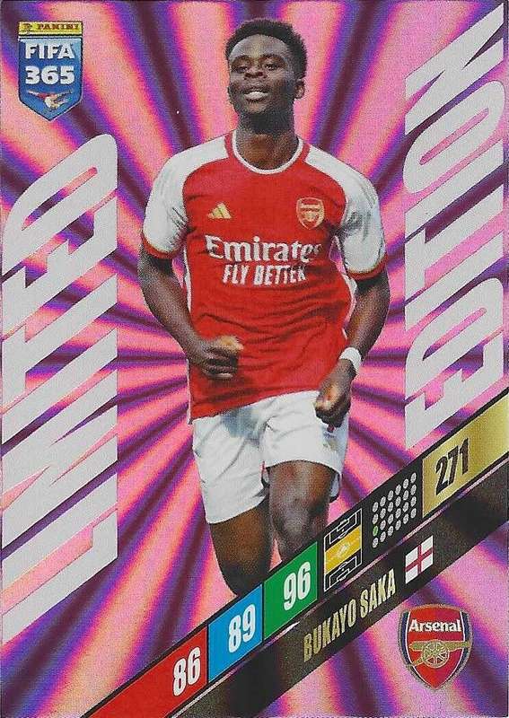 BUKAYO SAKA - PANINI `FIFA 365 COLLECTION` 2024 - `LIMITED EDITION` FOIL TRADING CARD
