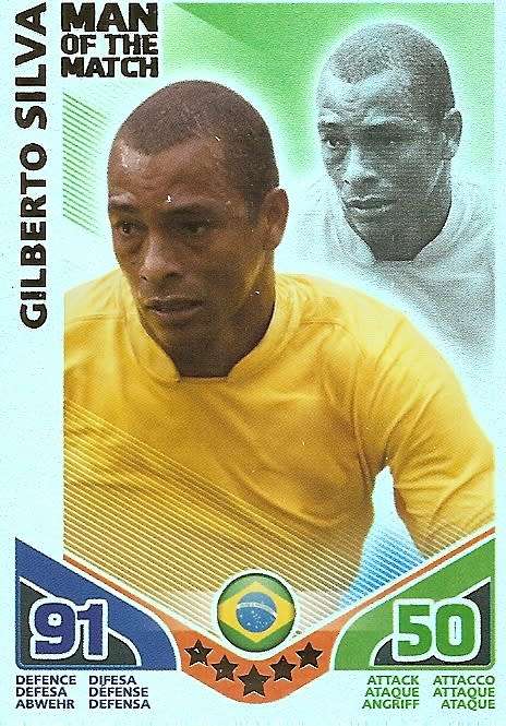 GILBERTO SILVA - TOPPS MATCH ATTAX `FIFA WORLD CUP 2010` -  `Man of the Match` CARD - INT. EDITION