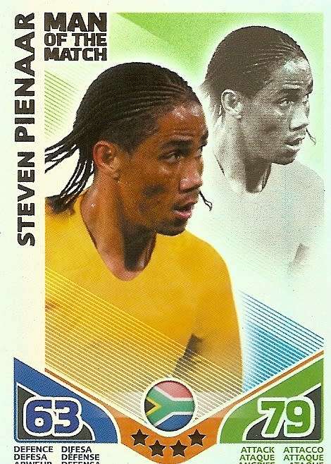 STEVEN PIENAAR - TOPPS MATCH ATTAX `FIFA WORLD CUP 2010` -  `Man of the Match` CARD - INT. EDITION