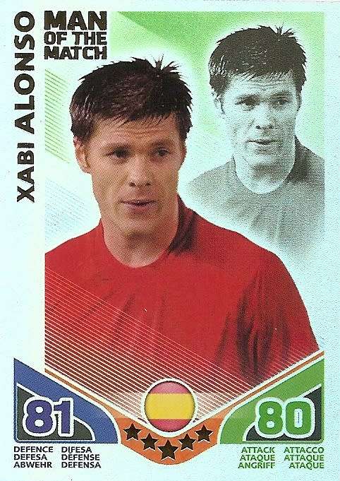XABI ALONSO - TOPPS MATCH ATTAX `FIFA WORLD CUP 2010` -  `Man of the Match` CARD - INT. EDITION