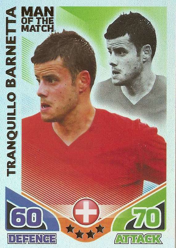 T. BARNETTA - TOPPS MATCH ATTAX `FIFA WORLD CUP 2010` -  `Man of the Match` CARD - UK EDITION