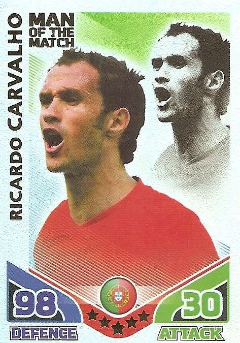 RICARDO CARVALHO - TOPPS MATCH ATTAX `FIFA WORLD CUP 2010` -  `Man of the Match` CARD - UK EDITION