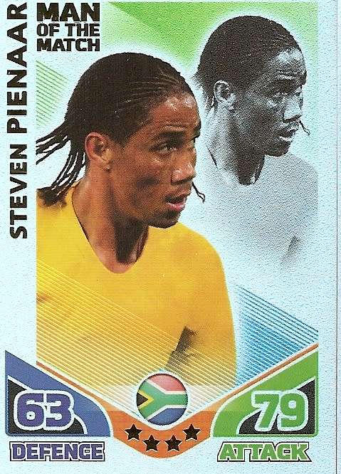STEVEN PIENAAR - TOPPS MATCH ATTAX `FIFA WORLD CUP 2010` -  `Man of the Match` CARD - UK EDITION
