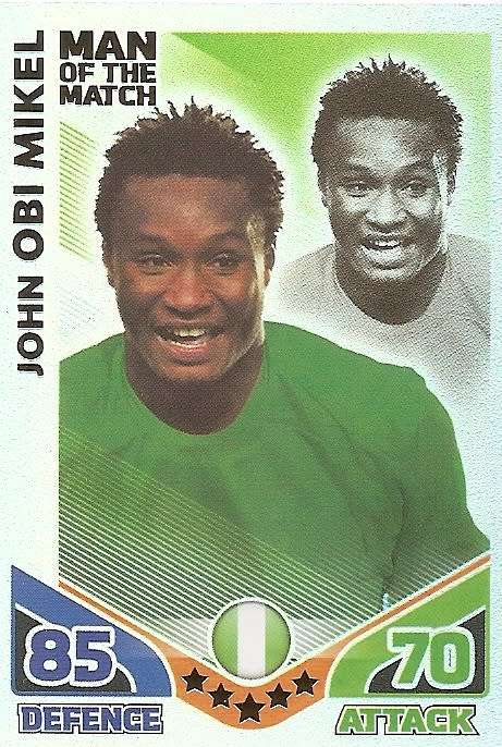 JOHN OBI MIKEL - TOPPS MATCH ATTAX `FIFA WORLD CUP 2010` -  `Man of the Match` CARD - UK EDITION