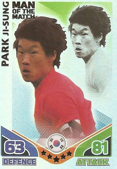 PARK JI SUNG - TOPPS MATCH ATTAX `FIFA WORLD CUP 2010` -  `Man of the Match` CARD - UK EDITION