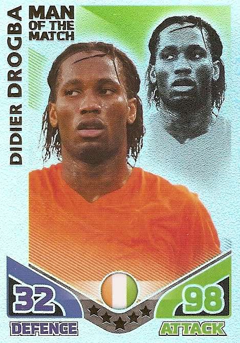 DIDIER DROGBA - TOPPS MATCH ATTAX `FIFA WORLD CUP 2010`- `Man of the Match` CARD - UK EDITION