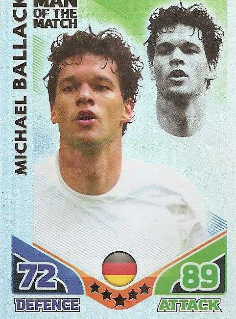 MICHAEL BALLACK - TOPPS MATCH ATTAX `FIFA WORLD CUP 2010`- `Man of the Match` CARD - UK EDITION