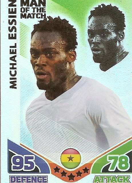 MICHAEL ESSIEN - TOPPS MATCH ATTAX `FIFA WORLD CUP 2010`- `Man of the Match` CARD - UK EDITION