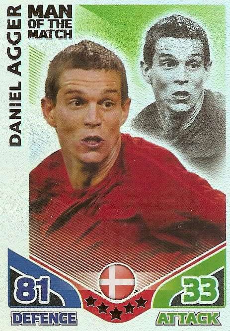 DANIEL AGGER - TOPPS MATCH ATTAX `FIFA WORLD CUP 2010`- `Man of the Match` CARD - UK EDITION