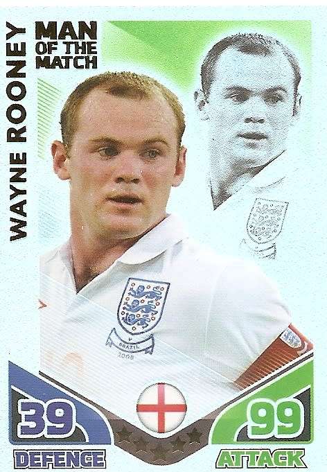 WAYNE ROONEY - TOPPS MATCH ATTAX `FIFA WORLD CUP 2010`- `Man of the Match` CARD - UK EDITION