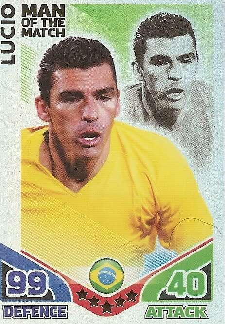 LUCIO - TOPPS MATCH ATTAX `FIFA WORLD CUP 2010`- `Man of the Match` CARD - UK EDITION