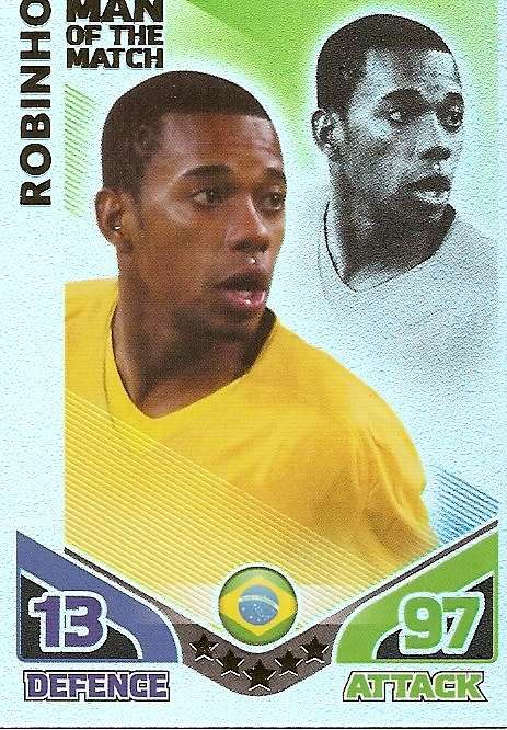 ROBINHO - TOPPS MATCH ATTAX `FIFA WORLD CUP 2010`- `Man of the Match` CARD - UK EDITION