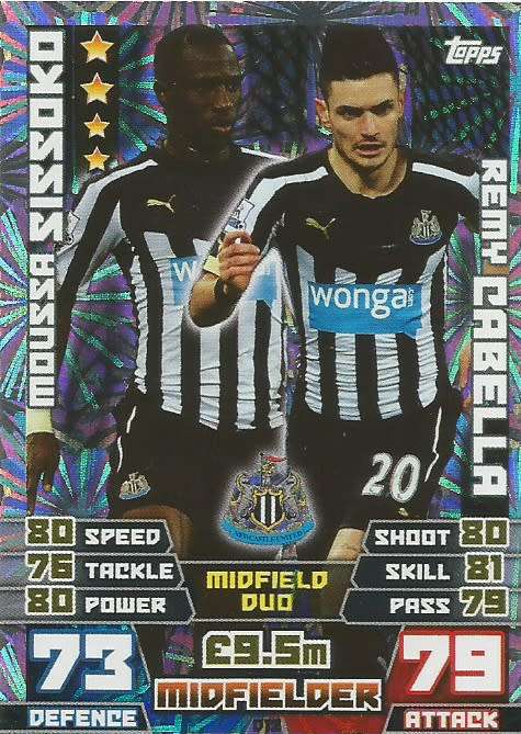 NEWCASTLE UNITED   - TOPPS `MATCH ATTAX EXTRA` 2015 - `DUO` FOIL TRADING CARD
