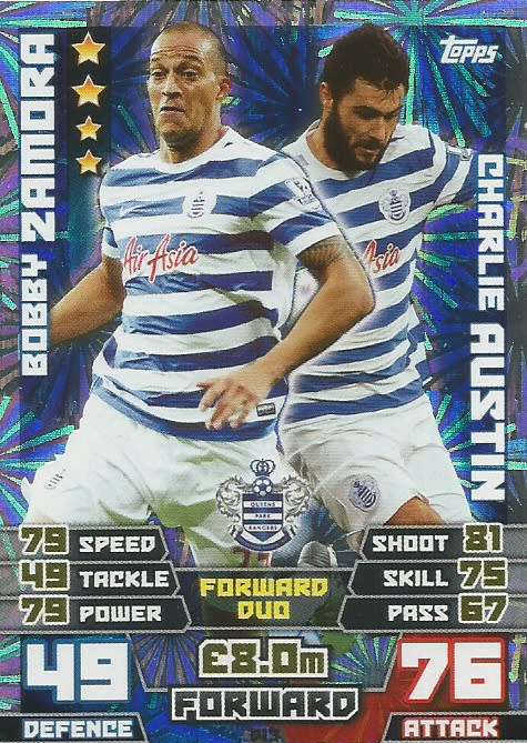 QUEENS PARK RANGERS   - TOPPS `MATCH ATTAX EXTRA` 2015 - `DUO` FOIL TRADING CARD
