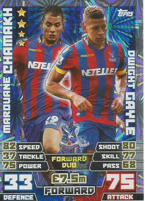 CRYSTAL PALACE   - TOPPS `MATCH ATTAX EXTRA` 2015 - `DUO` FOIL TRADING CARD