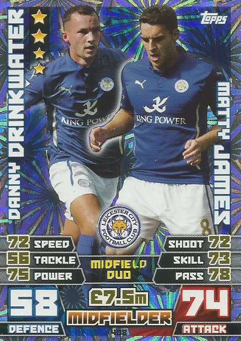 LEICESTER CITY FC   - TOPPS `MATCH ATTAX EPL` 2014/15 - `DUO` FOIL TRADING CARD