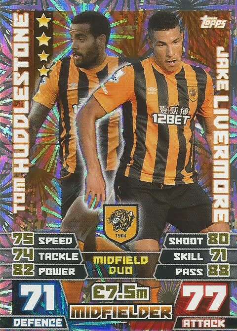 HULL CITY FC   - TOPPS `MATCH ATTAX EPL` 2014/15 - `DUO` FOIL TRADING CARD